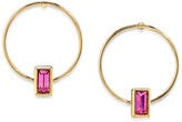Thumbnail for your product : 2028 14K Gold-tone Rectangle Crystal Hoop Stainless Steel Post Small Earrings