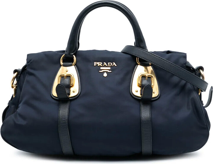 Prada Pre-Owned 2000-2025 Soft Calf Trimmed Tessuto satchel