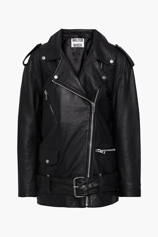 Walter Baker Emery Oversized Leather Biker Jacket - ShopStyle