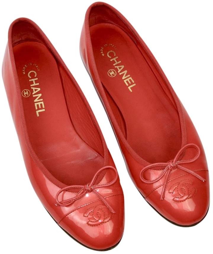 Chanel Red Leather Ballet flats