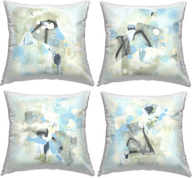 Stupell Industries Abstract with Blue Splatter Printed Outdoor Throw Pillow Design by Lil' Rue (Set of 4)