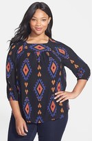 Thumbnail for your product : Lucky Brand 'Amelia' Print Peasant Top (Plus Size)