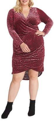 Rachel Roy Plus Willa Cheetah-Print Velvet Faux Wrap Dress