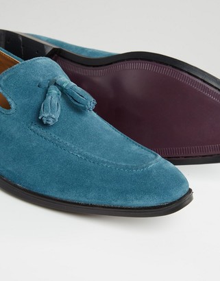 ASOS Loafers in Blue Suede With Tassel