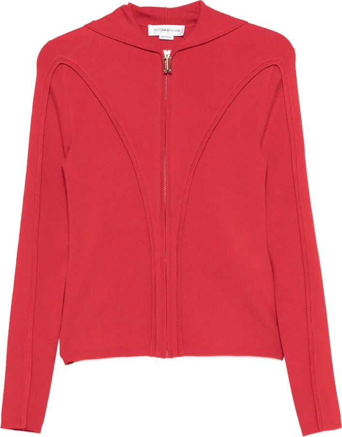 Victoria Beckham Zip-Front Panelled Cardigan