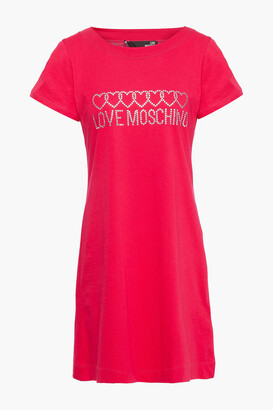 Love Moschino Crystal-embellished Cotton-jersey Mini Dress