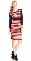 Thumbnail for your product : NY Collection Striped Colorblocked Sweater Dress
