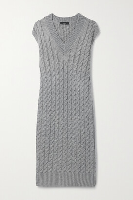 Joseph Sless Two-tone Cable-knit Wool-blend Midi Dress