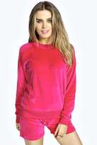Thumbnail for your product : boohoo Hannah Velour Loungewear Sweat Top