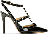 Thumbnail for your product : Valentino All-Black Patent Rockstud Slingback Heels