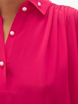 Thumbnail for your product : Ryan Roche - Pearl-button Silk Shirt Dress - Red