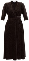 Thumbnail for your product : Luisa Beccaria Wrap-effect Polka-dot Velvet Midi Dress - Black Gold