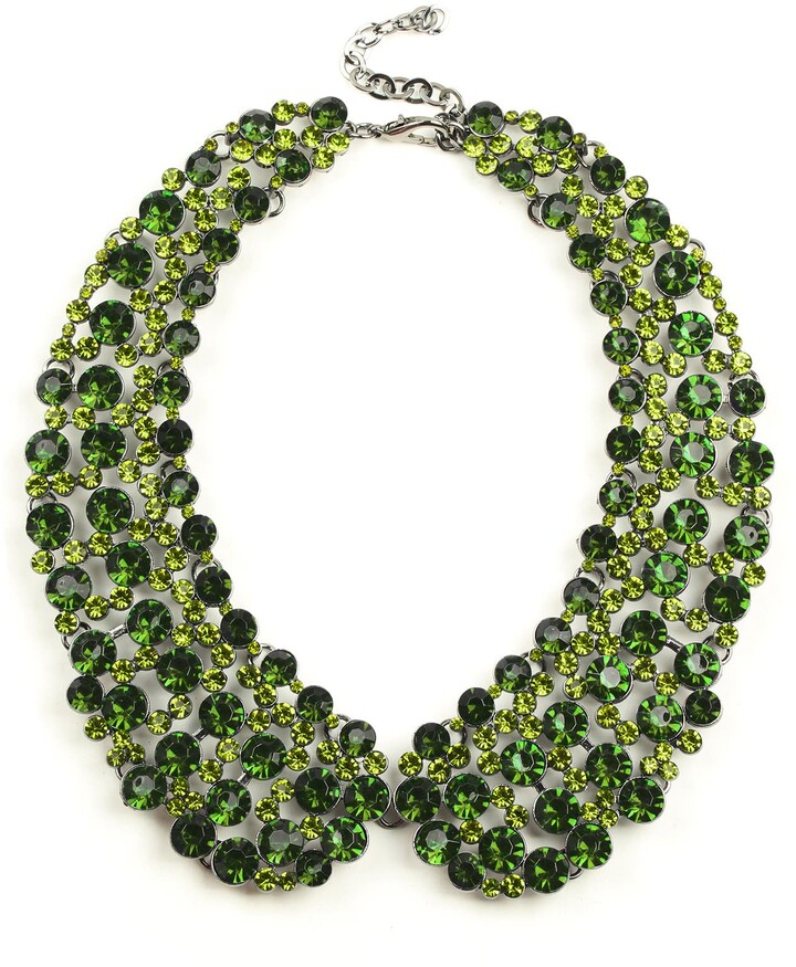 Gorgeous JOSS & MAIN Green Resin Wintergreen Bib Statement Crystal Necklace