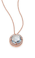 Thumbnail for your product : Suzanne Kalan Blue Topaz, White Sapphire & 14K Rose Gold Round Pendant Necklace