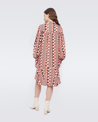 Diane von Furstenberg Tyra High-Low Mini Shirt Dress in 3D Dot