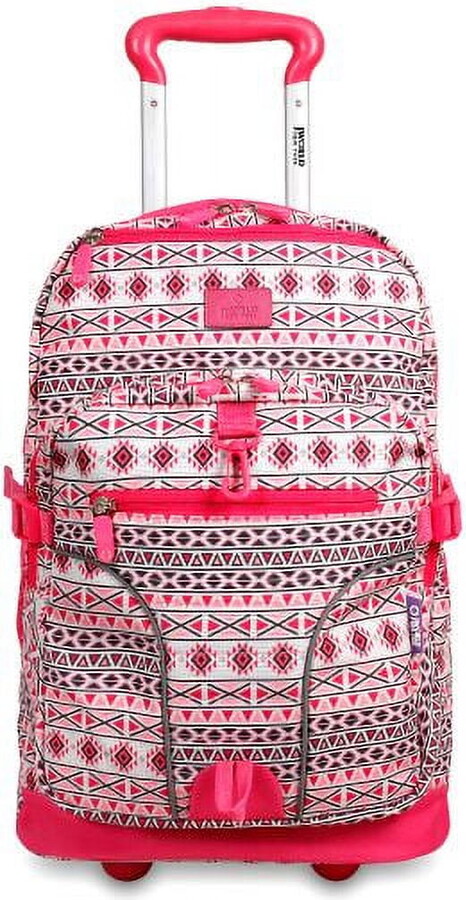 J World New York J World Womens Lunar 19.5″ Multi-Purpose Lapotop Rolling Backpack for School and Travel, Skandi Pink