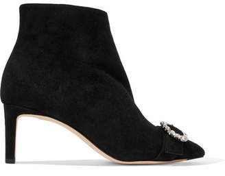Jimmy Choo Hanover 65 Crystal-embellished Suede Ankle Boots