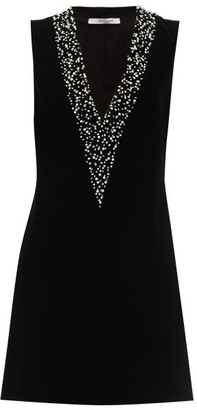 Givenchy Pearl-embroidered Velvet Mini Dress - Black