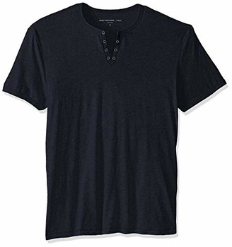 John Varvatos Collection Men/'s Cranberry Linen Burnout Short Sleeve Henley Shirt