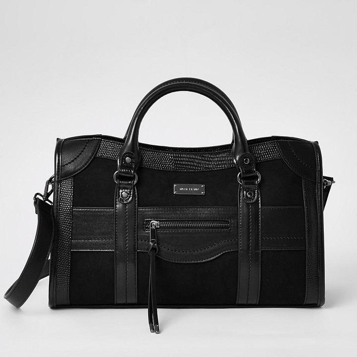 River Island Black zip front large tote bag ShopStyle
