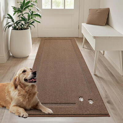 Red Barrel Studio 32”x70” Dog Door Mat - Absorbent Non-Slip Washable Mud Trapper Rug for Hallway Kitchen & Bedroom