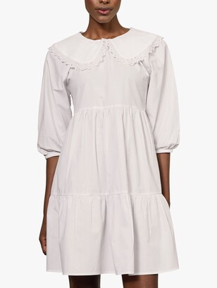 Baukjen Rose Collared Organic Cotton Dress, Pure White