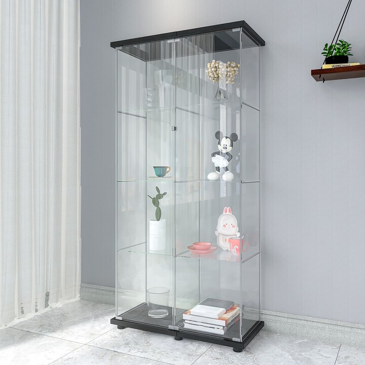 Display Cabinet with Crystal effect Knob & 2  removable shelves glass Look 