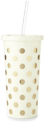 Kate Spade Tumbler with Straw - Gold Dots