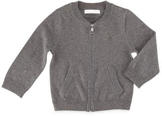 Burberry Jaxston Cotton Zip-Front Cardigan, Medium Gray, Size 6M-3Y