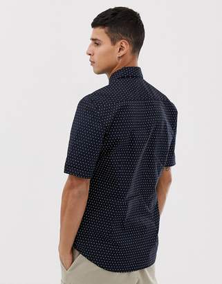 New Look muscle fit shirt in navy polka dot