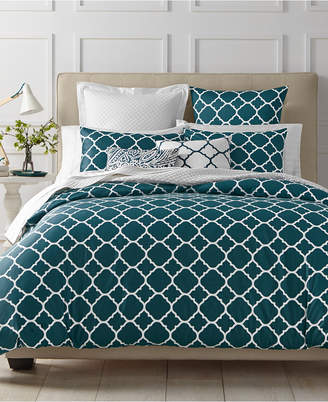 Charter Club LAST ACT! Damask Designs Geometric Peacock 3-Pc. Full/Queen Duvet Set, Created for Macy's