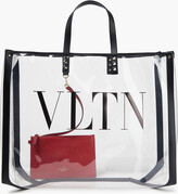 Thumbnail for your product : Valentino Garavani Grande Plage Leather-trimmed Studded Logo-print Pvc Tote
