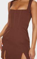 Thumbnail for your product : PrettyLittleThing Chocolate Brown Sleeveless Corset Detail Bodycon Dress