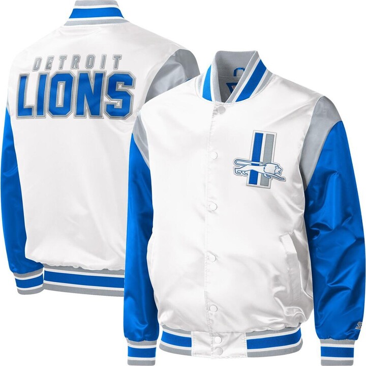 Men's Starter White Detroit Lions Throwback Warm Up Pitch Satin Full