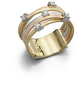 Thumbnail for your product : Marco Bicego Goa Diamond, 18K White, Rose & Yellow Gold Five-Row Ring
