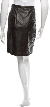 Oscar de la Renta Leather Knee-Length Skirt