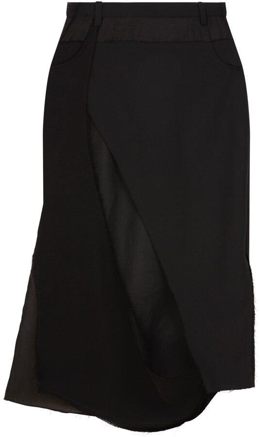 UNDERAGE - Deconstructed Midi Skirt In Black - ShopStyle