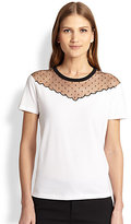 Thumbnail for your product : RED Valentino Point d'Esprit -Trim Tee