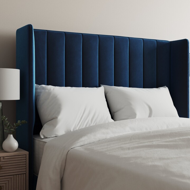 Dunelm Velvet Wing Stripe Headboard Navy Blue ShopStyle