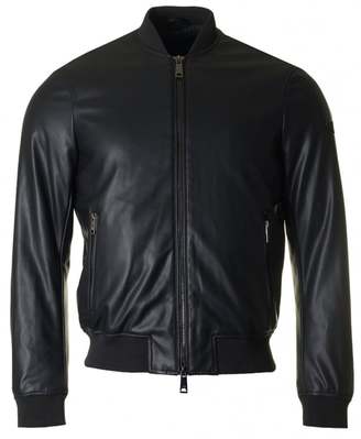 Armani Jeans Fur Lined Eco Leather Bomber Jacket