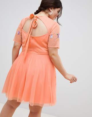 ASOS Curve DESIGN Curve premium embellished tulle open back mini dress