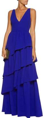 Osman Amy Tiered Wool-Crepe Gown