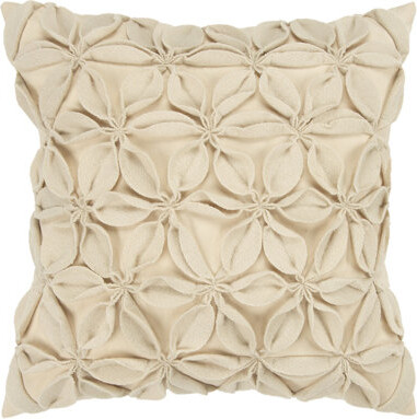 HomeRoots 18" Solid Color Floral Dimensional Applique Throw Pillow