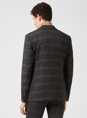 Topman Gray Check Ultra Skinny Fit Suit Jacket
