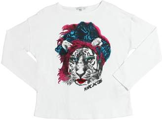 Little Marc Jacobs Tiger Printed Cotton Jersey T-Shirt
