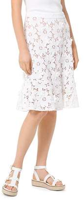 MICHAEL Michael Kors Appliquéd Floral-Lace Skirt