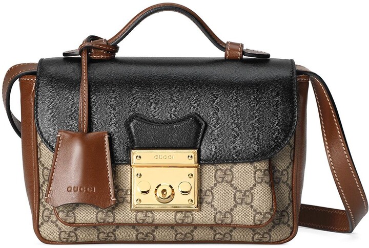 Gucci Padlock GG Supreme Top Handle Bag in Black