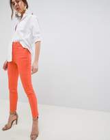 Thumbnail for your product : ASOS Design DESIGN Farleigh high waisted slim mom jeans in neon orange with contrast stitch