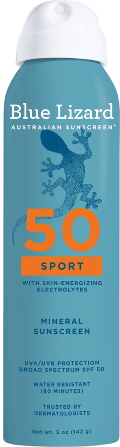 Blue Lizard Sport SPF 50 Mineral Sunscreen Spray, Broad Spectrum, All Ages, 5 oz