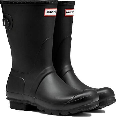 Hunter Women's Short Adjustable Back Waterproof Rain Boots Outdoor 7 Black